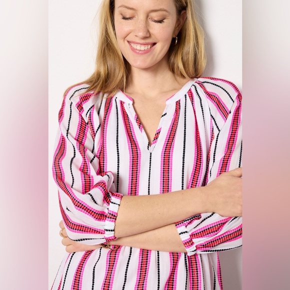 Evereve Pink Stripe Cassidy Mini Dress Small girly feminine casual work career - Picture 3 of 14